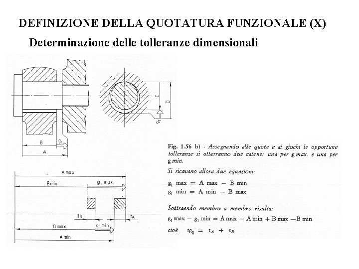DEFINIZIONE DELLA QUOTATURA FUNZIONALE (X) Determinazione delle tolleranze dimensionali 