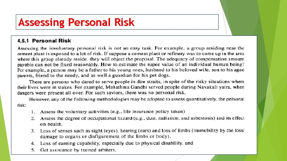 Assessing Personal Risk 
