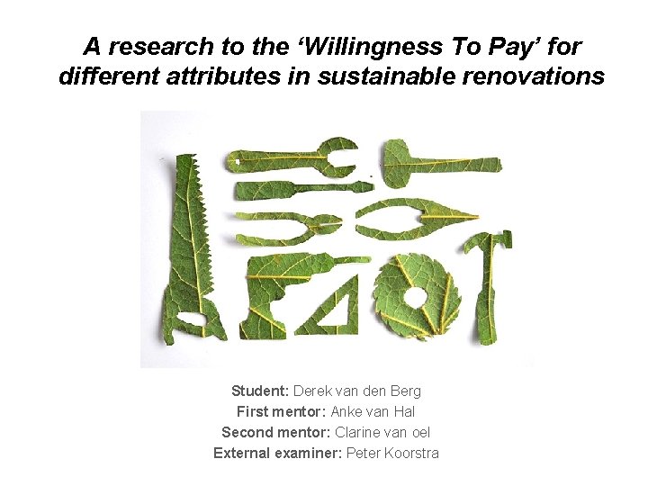 A research to the ‘Willingness To Pay’ for different attributes in sustainable renovations Student: