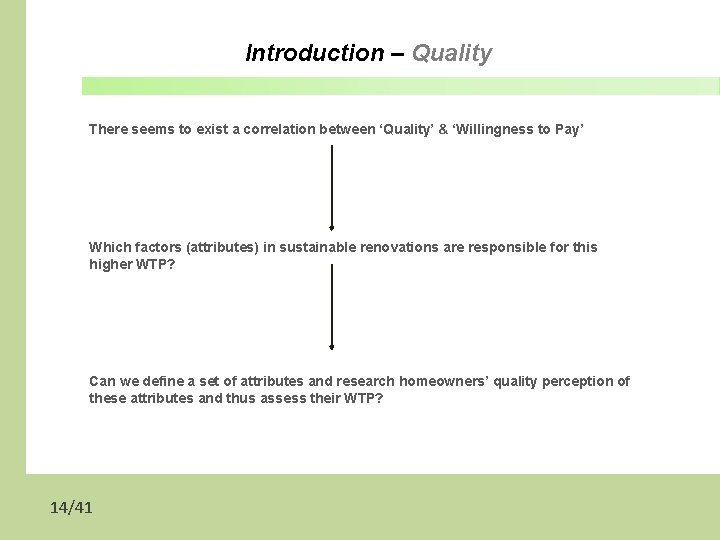 Introduction – Quality There seems to exist a correlation between ‘Quality’ & ‘Willingness to