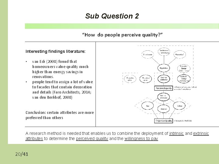 Sub Question 2 “How do people perceive quality? ” Interesting findings literature: • •