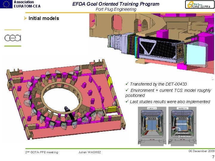 Association EURATOM-CEA EFDA Goal Oriented Training Program Port Plug Engineering TORE SUPRA Ø Initial