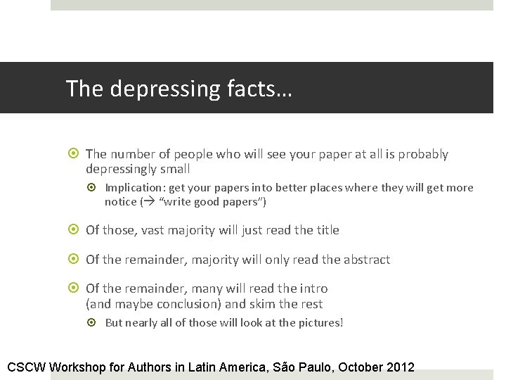 The depressing facts… The number of people who will see your paper at all