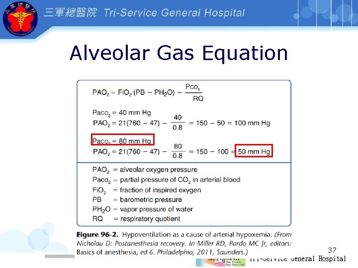 Alveolar Gas Equation 37 Tri-Service General Hospital 