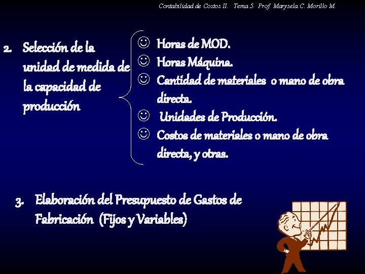 Contabilidad de Costos II. Tema 5. Prof. Marysela C. Morillo M. J Horas de