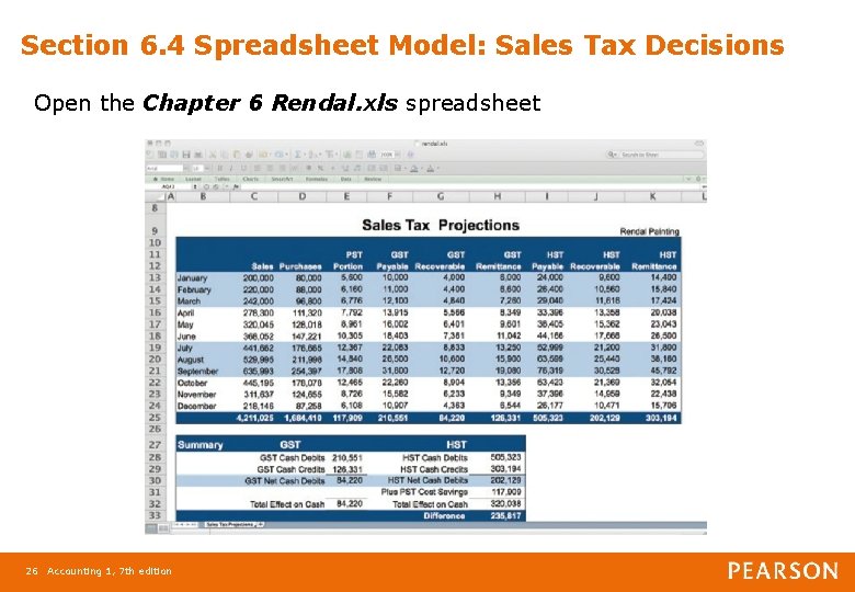 Section 6. 4 Spreadsheet Model: Sales Tax Decisions Open the Chapter 6 Rendal. xls