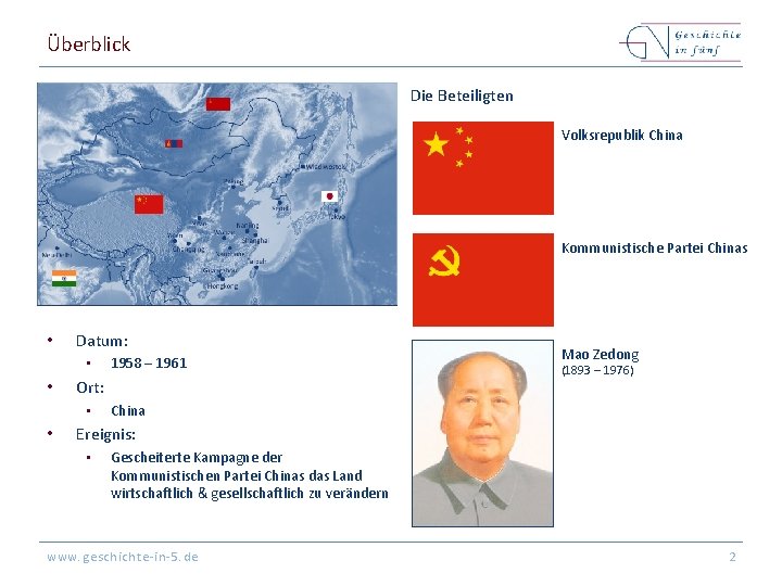 Überblick Die Beteiligten Volksrepublik China Kommunistische Partei Chinas • Datum: • • Ort: •