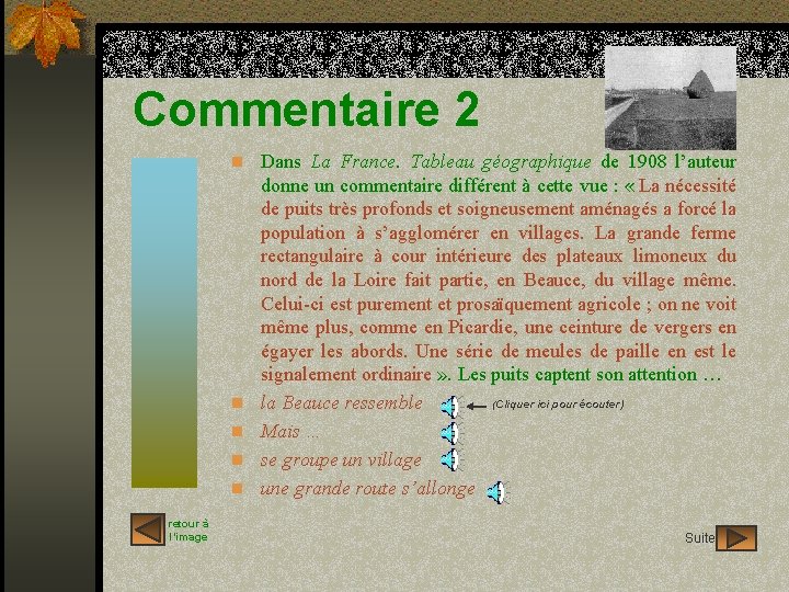 Commentaire 2 n Dans La France. Tableau géographique de 1908 l’auteur n n retour