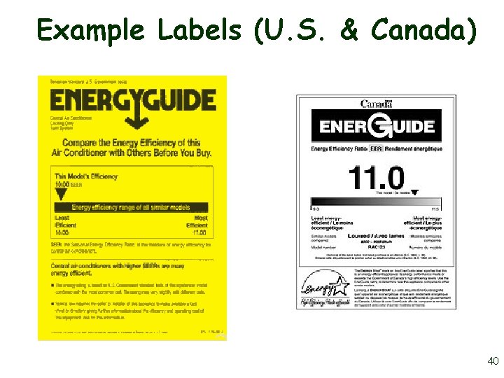 Example Labels (U. S. & Canada) 40 