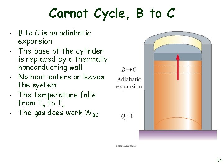 Carnot Cycle, B to C • • • B to C is an adiabatic