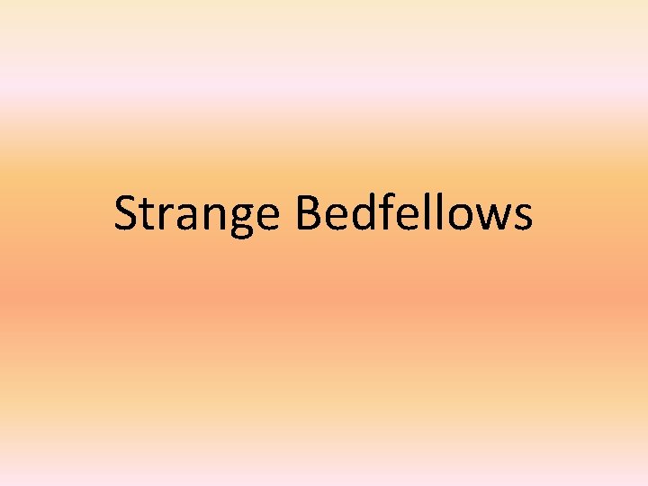 Strange Bedfellows 