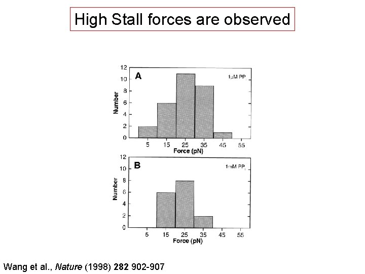 High Stall forces are observed Wang et al. , Nature (1998) 282 902 -907
