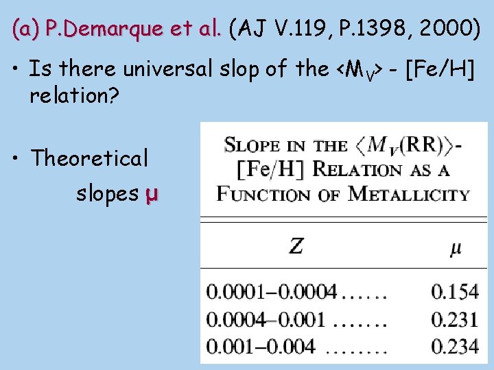 (a) P. Demarque et al. (AJ V. 119, P. 1398, 2000) • Is there