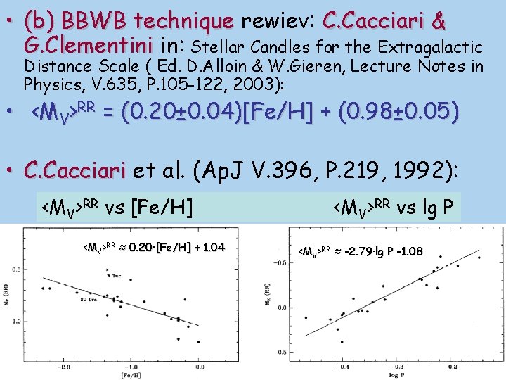  • (b) BBWB technique rewiev: C. Cacciari & G. Clementini in: Stellar Candles