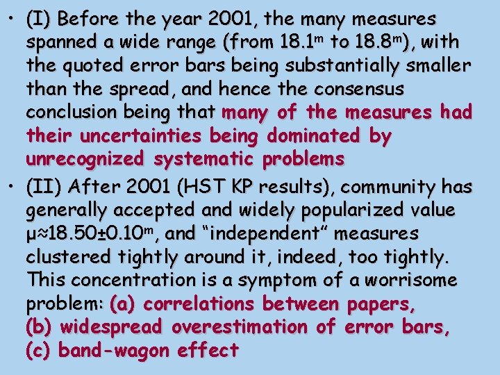  • (I) Before the year 2001, the many measures spanned a wide range