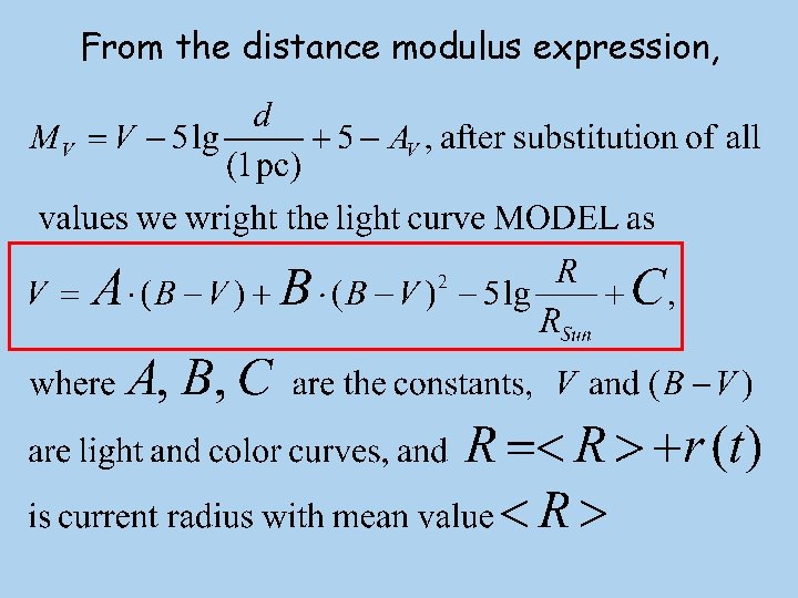 From the distance modulus expression, 