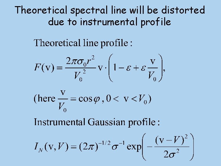 Theoretical spectral line will be distorted due to instrumental profile 