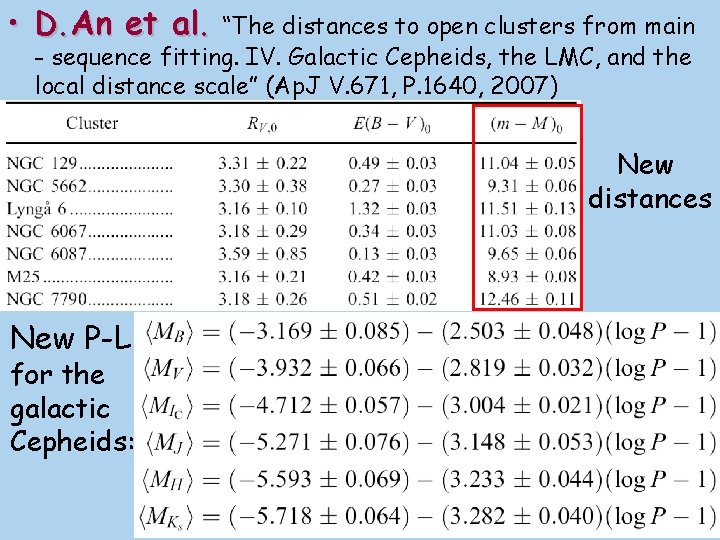  • D. An et al. “The distances to open clusters from main -