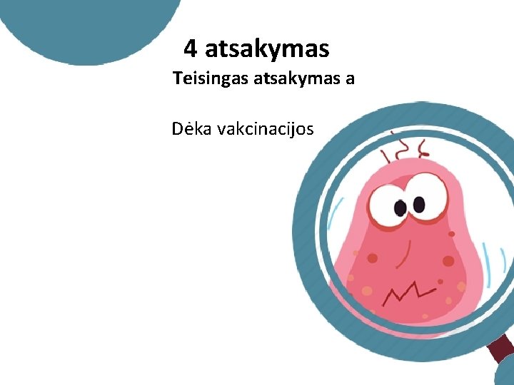 4 atsakymas Teisingas atsakymas a Dėka vakcinacijos 