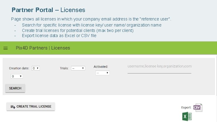 Partner Portal – Licenses Page shows all licenses in which your company email address