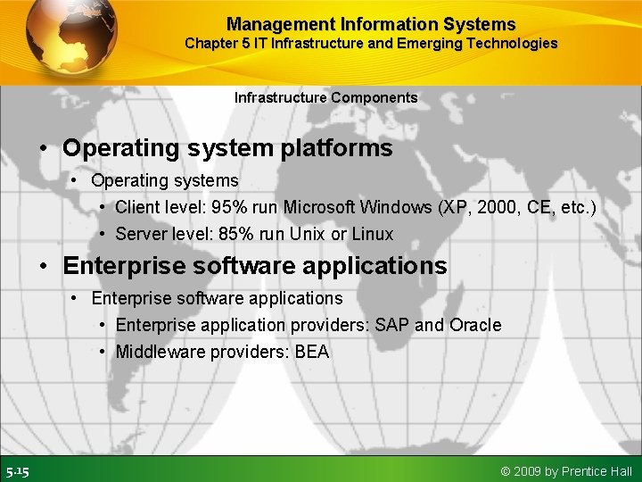 Management Information Systems Chapter 5 IT Infrastructure and Emerging Technologies Infrastructure Components • Operating