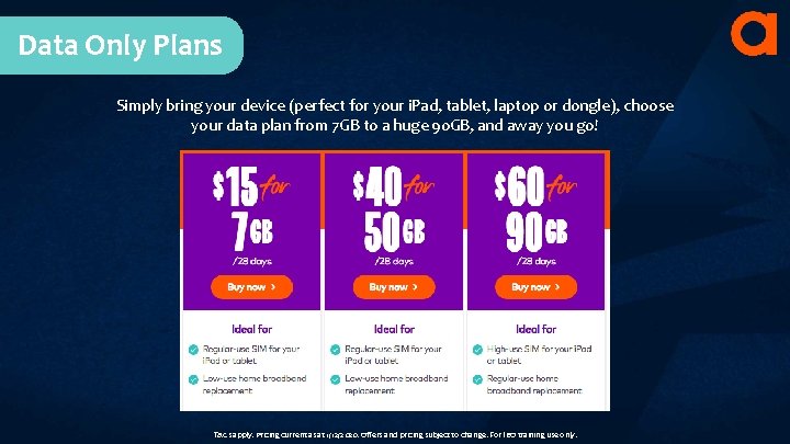 Data Only Plans Simply bring your device (perfect for your i. Pad, tablet, laptop Data Only Plans Simply bring your device (perfect for your i. Pad, tablet, laptop