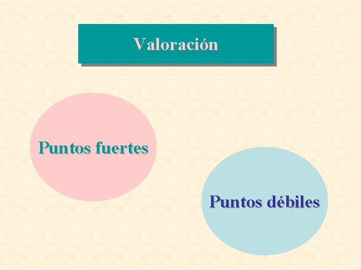 Valoración Puntos fuertes Puntos débiles 