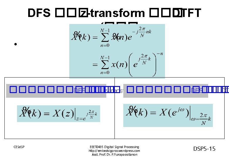 DFS ��� z-transform ��� DTFT (��� ( • ������ DFS ��� z-transform ������ DFS