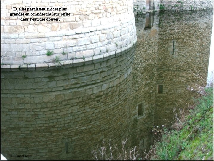 Et elles paraissent encore plus grandes en considérant leur reflet dans l’eau des douves.