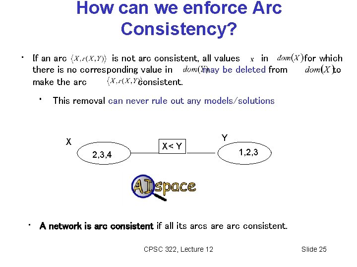 How can we enforce Arc Consistency? • If an arc is not arc consistent,