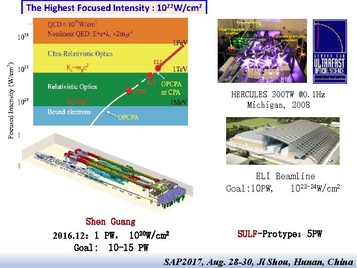 The Highest Focused Intensity : 1022 W/cm 2 HERCULES 300 TW @0. 1 Hz The Highest Focused Intensity : 1022 W/cm 2 HERCULES 300 TW @0. 1 Hz