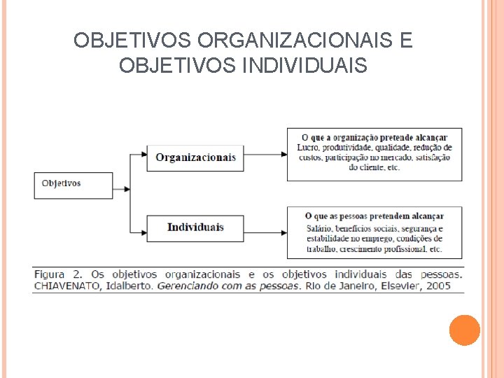 OBJETIVOS ORGANIZACIONAIS E OBJETIVOS INDIVIDUAIS 