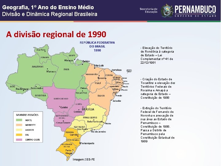 Geografia, 1º Ano do Ensino Médio Divisão e Dinâmica Regional Brasileira A divisão regional