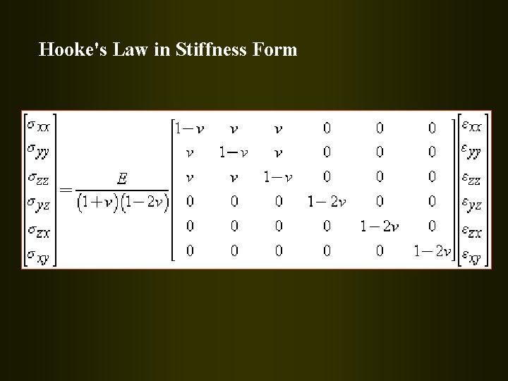 Hooke's Law in Stiffness Form 