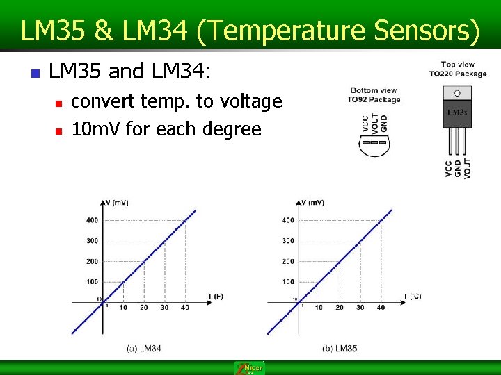 LM 35 & LM 34 (Temperature Sensors) n LM 35 and LM 34: n LM 35 & LM 34 (Temperature Sensors) n LM 35 and LM 34: n