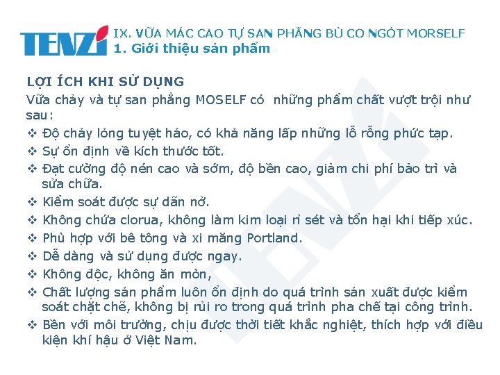 IX. VỮA MÁC CAO TỰ SAN PHẲNG BÙ CO NGÓT MORSELF 1. Giới thiệu