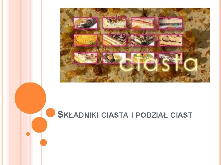 SKŁADNIKI CIASTA I PODZIAŁ CIAST 