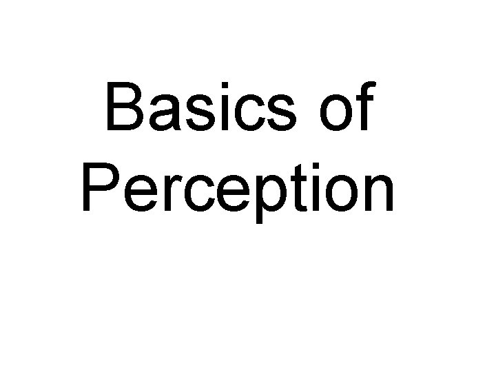 Basics of Perception 