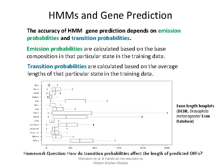 HMMs and Gene Prediction The accuracy of HMM gene prediction depends on emission probabilities