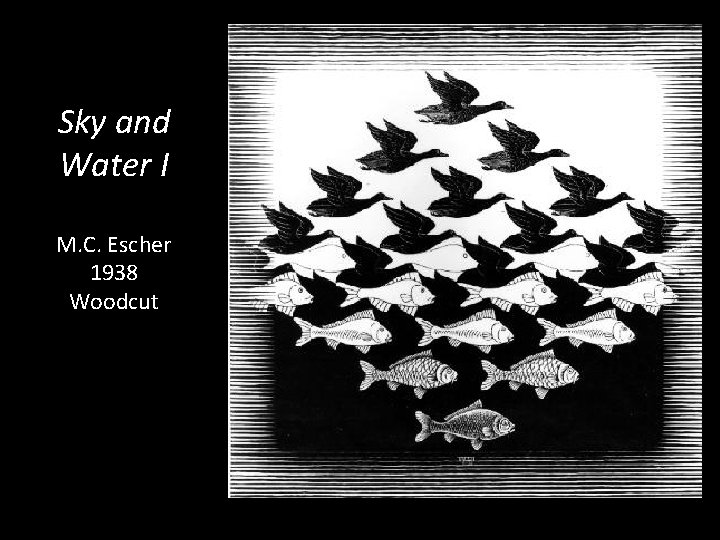 Sky and Water I M. C. Escher 1938 Woodcut 