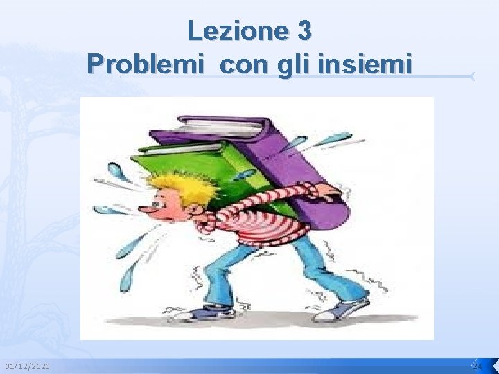 Lezione 3 Problemi con gli insiemi 01/12/2020 24 