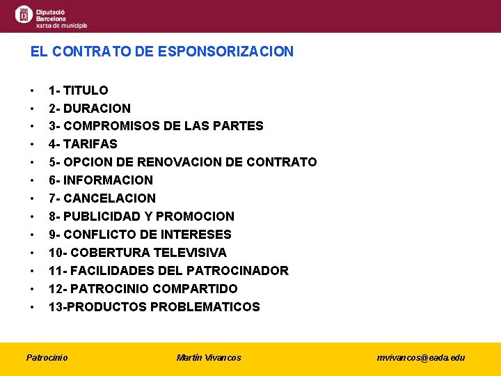 EL CONTRATO DE ESPONSORIZACION • • • • 1 - TITULO 2 - DURACION