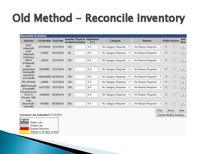 Old Method - Reconcile Inventory 