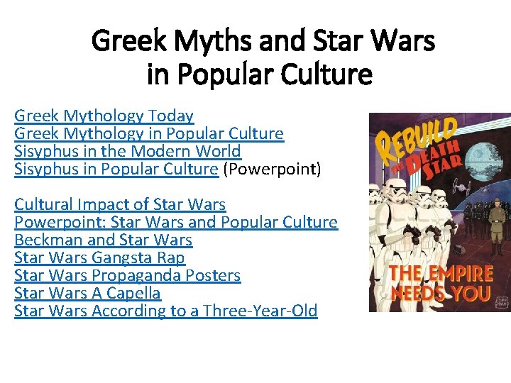 Greek Myths and Star Wars in Popular Culture Greek Mythology Today Greek Mythology in