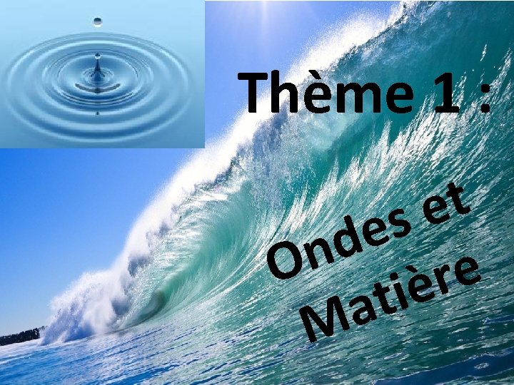 Thème 1 : t e s e d n O e r è i Thème 1 : t e s e d n O e r è i