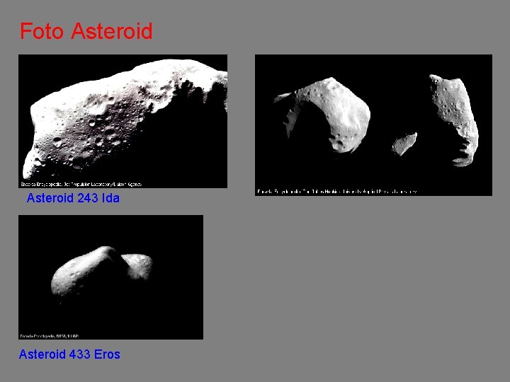 Foto Asteroid 243 Ida Asteroid 433 Eros 