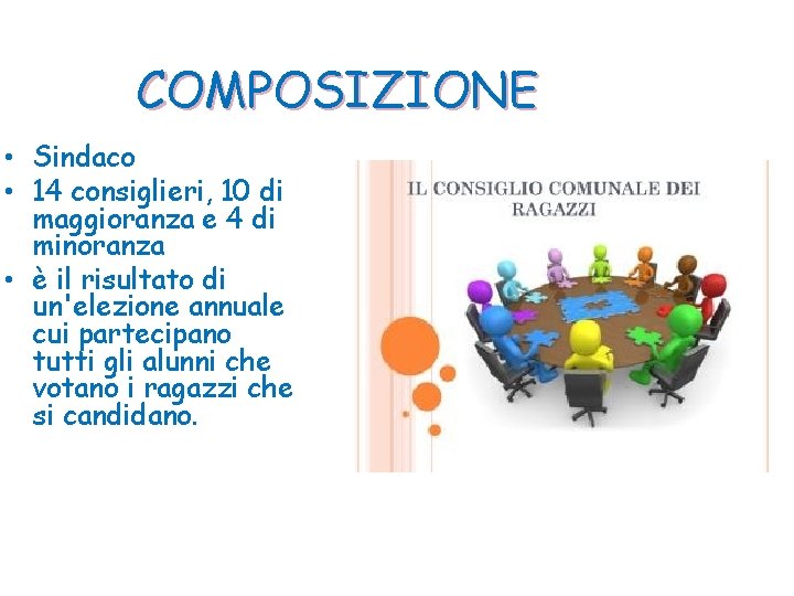 COMPOSIZIONE • Sindaco • 14 consiglieri, 10 di maggioranza e 4 di minoranza •