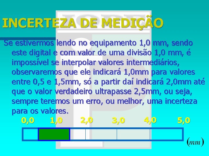 INCERTEZA DE MEDIÇÃO Se estivermos lendo no equipamento 1, 0 mm, sendo este digital