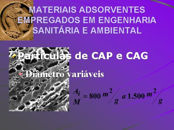 MATERIAIS ADSORVENTES EMPREGADOS EM ENGENHARIA SANITÁRIA E AMBIENTAL Partículas de CAP e CAG •