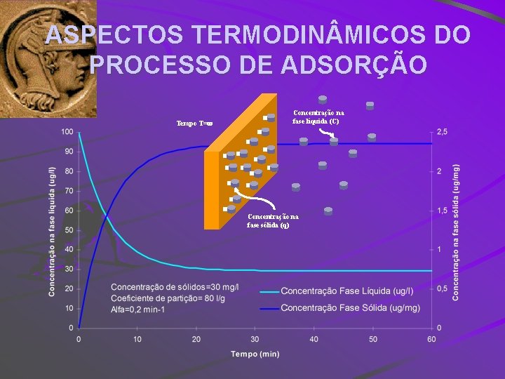 ASPECTOS TERMODIN MICOS DO PROCESSO DE ADSORÇÃO Tempo T= Concentração na fase líquida (C)